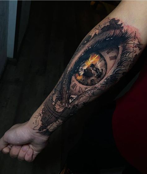 Most Beautiful Tattoos, Owl Eye Tattoo, Inside Of Arm Tattoo, Outer Forearm Tattoo, Tattoo Artist Tattoo, Realistic Tattoo Sleeve, Forarm Tattoos, Cool Arm Tattoos, Biomechanical Tattoo