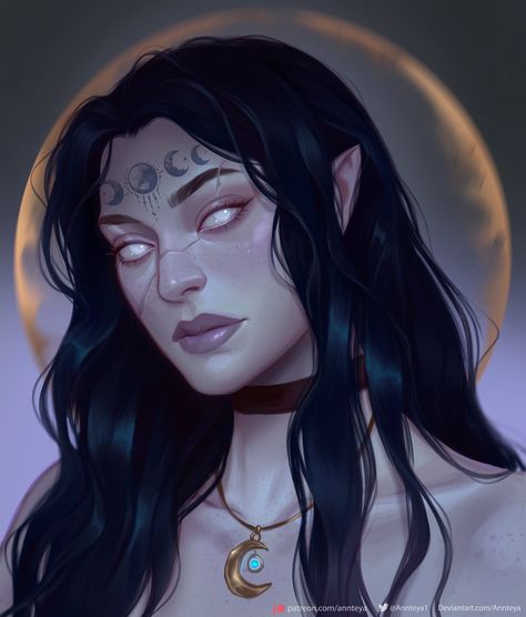 Moon Elf, Pathfinder Character, Elf Art, Female Character Inspiration, Fantasy Portraits, Alien Concept Art, Dungeons And Dragons Characters, Dnd Art, Dark Elf