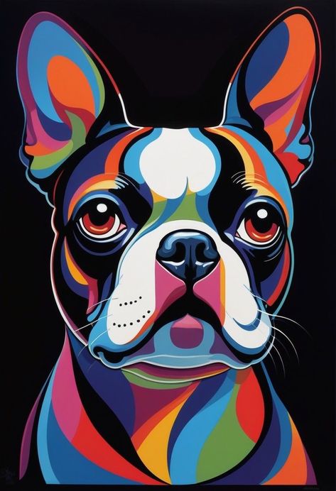 Dog Painting Pop Art, Pet Portrait Paintings, French Bulldog Art, Dog Pop Art, Pop Art Animals, Kids Art Class, Simple Acrylic Paintings, Rock Painting Art, Amazing Art Painting