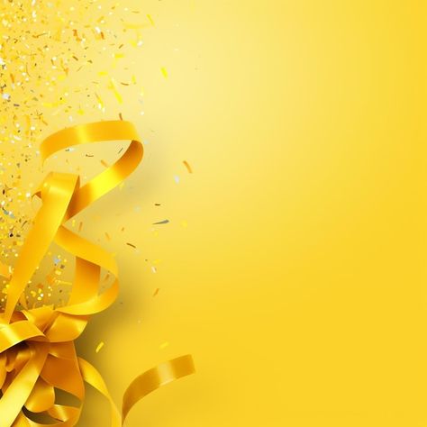 Yellow Background Design, Texture Graphic Design, Video Mockup, Yellow Ribbon, Gold Confetti, Event Food, Card Banner, Poster Invitation, Cartoon Clip Art