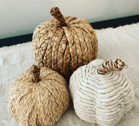 Raffia pumpkins at target Rattan Pumpkin Diy, Rattan Pumpkin Decor, Raffia Pumpkins Diy, Rattan Pumpkins, Rope Wreath Diy, Fall Porches, Diy Pumpkins, Fall Deco, Pumpkin Fall Decor