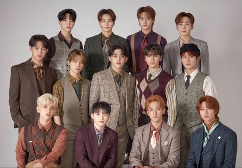 ot13 Seventeen Ot13 Photoshoot, Seventeen Brown, Seventeen Ot13, Say The Name Seventeen, Boyfriend Wallpaper, Junji Ito, Seventeen Album, Brown Aesthetic, Group Photos