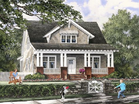 seward_cottage_rendering_xl Farmhouse Cottage Plans, Craftsman Farmhouse, Craftsman Cottage, Basement House Plans, Farmhouse Style House Plans, Casas Coloniales, Bungalow House Plans, Cottage Plan, Farmhouse House