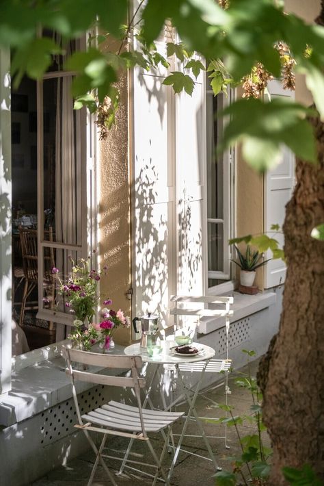 Shelves Dining Room, Small Paris Apartment, Lush Backyard, Dining Room Farmhouse, Wooden Dining Table Rustic, Paris Flat, Green Shelves, Bohemian Apartment, Bohemian Dining Room