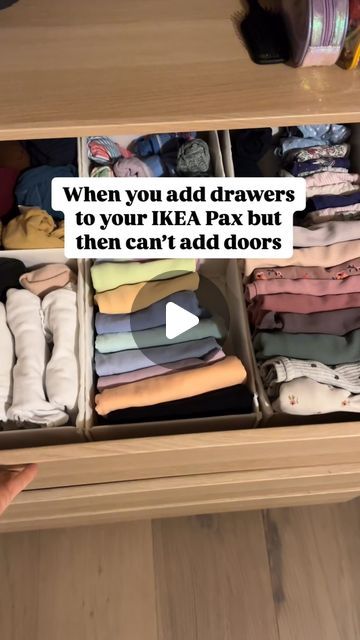 Sophia Nikolaides on Instagram: "IKEA Pax Drawers

I only recently discovered a way round having the nice wood look drawers all the way to the bottom of the wardrobe. In the past we have left a gap or used the wire basket that Ikea sell. We even got a carpenter to router the side of the drawer.

On the latest pax hack I discovered these Hettich 582 concealed hinges that have a really slim profile that doesn’t get in the way of the drawers. You can get these on Amazon but they soon add up if you have a few wardrobes. I was lucky to find a local supplier and they were no more expensive than the ikea hinges.

Link in highlights 

#ikeahack #ikeapax #paxhack #ikeahacksdiy" Closet Inserts Ikea, Ikea Box Drawers, Pax Drawers, Ikea Clothing Storage, Ikea Alex Drawers Inserts, Inserts For Ikea Komplement Drawers, Ikea Pax Havk, Pax Hack, Pax Closet