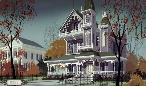 Lady And The Tramp Background, Lady And The Tramp House, Cat Detective, The Lady And The Tramp, Background Artwork, Mickey Shorts, Vis Dev, Perspective Drawing Architecture, Victorian Buildings