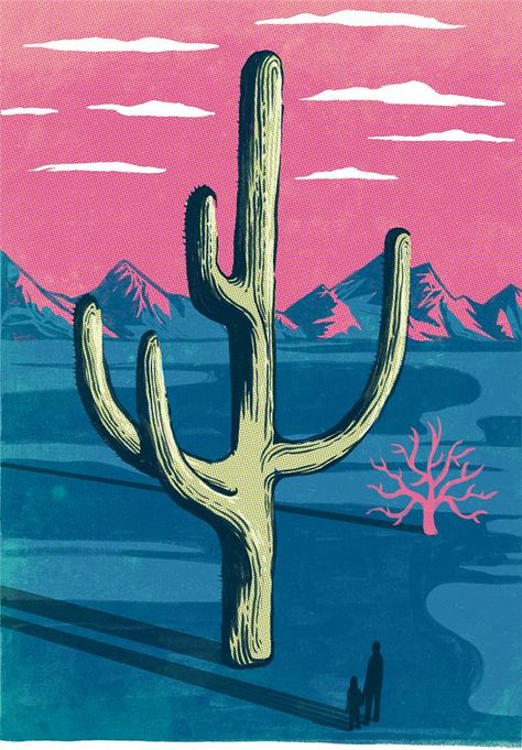 Cactus Illustration, Posca Art, Soyut Sanat Tabloları, Desert Art, Cactus Art, Art And Illustration, In The Desert, Western Art, The Desert