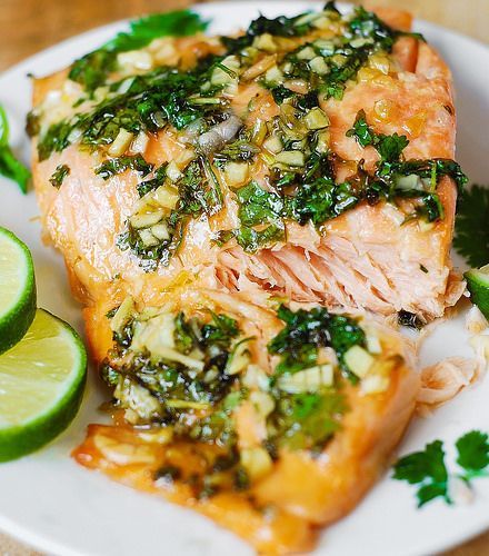 Cilantro Lime Honey Garlic Salmon, Honey Garlic Salmon Baked, Lime Salmon Recipes, Julia's Album, Cilantro Lime Salmon, Salmon Baked, Salmon In Foil, Garlic Honey, Honey Garlic Salmon