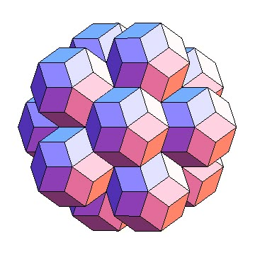 Clusters Produced by Placing Rhombic Triacontahedra at the Vertices of Polyhedra « The Mathematica Journal Hexagon Quilt Pattern, Millefiori Quilts, Graph Paper Designs, Graph Paper Drawings, Geometric Mandala, Isometric Design, Geometric Drawing, English Paper Piecing Quilts, Optical Illusions Art