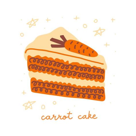 Carrot Cake Illustration, Cake Slice Illustration, Fun Calendar, Dragon Book, Food Art Painting, Cake Stock, Carrot Cake Muffins, Cake Vector, Pinterest Cake