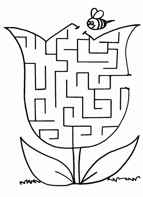 Easy Mazes. Printable Mazes for Kids. - Best Coloring Pages For Kids Mazes For Kids Printable, Maze Worksheet, Printable Mazes, Mazes For Kids, Preschool Coloring Pages, Spring Preschool, Spring Activities, Flower Printable, Color Activities