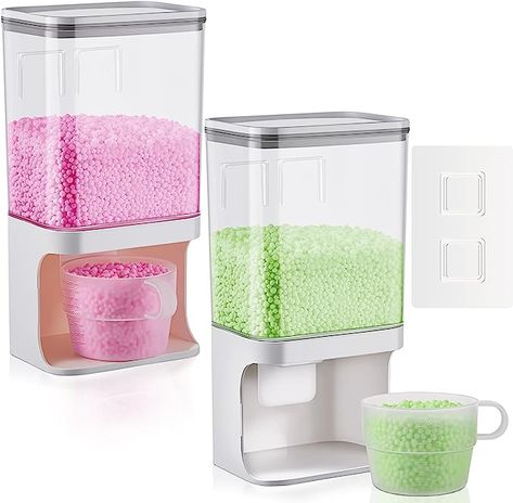 Tanlade 2 Pcs Laundry Detergent Dispenser Wall Mounted Scent Booster Beads Dispenser 34 Oz/ 1000 ml Laundry Powder Dispenser Laundry Beads Container for Laundry Room Kitchen Organization Rice Grain Laundry Detergent Storage, Laundry Detergent Container, Detergent Storage, Laundry Detergent Dispenser, Powder Dispenser, Organization Wall, Detergent Container, Laundry Beads, Flat Marbles