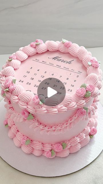 @sugarbarsweets on Instagram: "quick little bts on the viral calendar cake 📆🌸 I make the calendar and edible image myself for everyone asking!  Using Wilton 4B, 70, 32 for borders & my Amazon glitter pump.  • • • • #cakes #calendercake #occakes #caketutorial #buttercream #heartcake #viralcakes #orangecounty #cakedecorating #cakeart #cakedesign #cakedecorator #cakedecoration #pinterestcake #buttercreamfrosting" Birthday Cake For Wife Love, Calender Cake Birthday, Calendar Cake Design, Calendar Cake, Birthday Cake For Husband, Cake For Husband, Make A Calendar, Pinterest Cake, Birthday Cake With Flowers