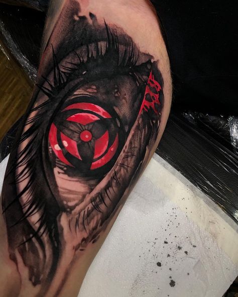 Image may contain: one or more people Sharingan Tattoo, Body Tattoo Ideas, Eye Tattoos, Colorful Tattoos, Naruto Tattoo, Body Tattoo, Leg Tattoo Men, Best Sleeve Tattoos, Desenho Tattoo