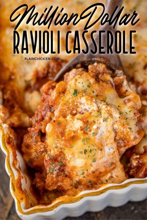 Frozen Meat Ravioli Recipes, Million Dollar Ravioli Bake, Make Ahead Ravioli Bake, Frozen Ravioli Casserole Recipes, What To Do With Frozen Ravioli, Casserole Make Ahead, Famous Tick Tock Spaghetti, Toasted Ravioli Casserole, Lasagna Made With Frozen Ravioli