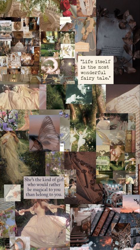 Fairycore Aesthetic Collage, Fairycore Collage Wallpaper, Fairy Tale Aesthetic Wallpaper, Fantasy Aesthetic Collage, Raylynn Core, Magical Wallpaper Aesthetic, Rilynn Core, Fairytale Wallpaper Aesthetic, Fairytale Book Aesthetic