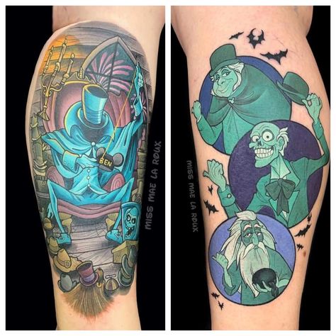 Hitchhiking Ghosts Tattoo, Hitchhiking Ghosts, Leg Tattoo, Haunted Mansion, Leg Tattoos, Mansion, Tatting, Tattoos, Disney