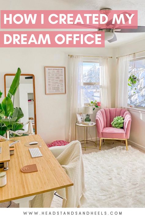 How I Created My Dream Office Calming Desk Space, Home Office Calming, Calming Desk Decor, Dopamine Dressing Office, Two Story Windows, Tiny Desks, Brooklyn Apartment, Dream Office, Healthy Living Lifestyle