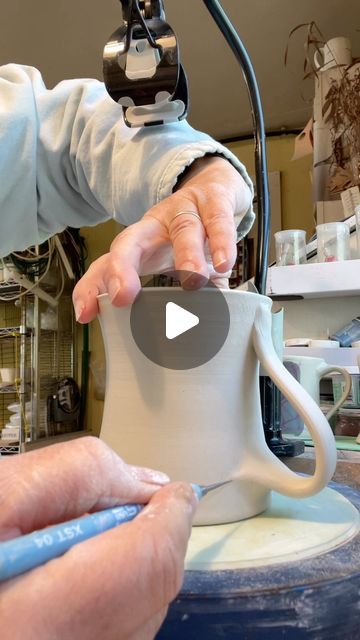 Glynnis Lessing on Instagram: "#tuesdaytutorial  how I make my Birds on a Wire mug using basic #mishima to get a fine line. Don’t go too deep! 
.
.
#Porcelain #Pottery #Ceramics #BirdsOnAWire #Scraffito #MishimaTechnique #Birds #Mug #CoffeeMug #TeaMug #CoffeeShop #Latte #CoffeeCup #CoffeeHouse #PotteryVideo #PotteryTips #TuesdayTip #HowToVideo #DoItYourselfVideo #DIY #MakersMovement #Potteryofinstagram #CeramicsTechnique #HowToDoMishima" Gillian Welch, Pottery Sale, Birds On A Wire, Pottery Videos, Wheel Thrown Pottery, Pottery Tools, Porcelain Pottery, Pottery Glazes, Pottery Techniques