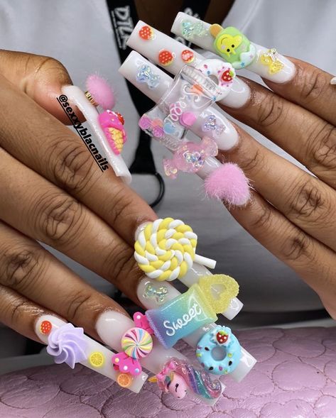 Acrylics On Dark Skin, Candy Acrylic Nails, Nail Designs On Black Women, Nails Design For Black Women, Nails For Dark Skin, Acrylic Toe Nails, Dope Nail Designs, Simple Acrylic Nails, Exotic Nails