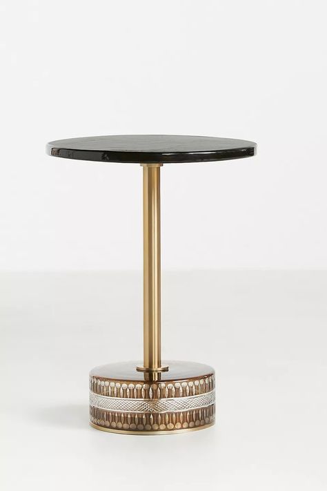 Cecile Amber Glass Side Table | AnthroLiving Wine Bar Design, Brown Side Table, Unique End Tables, Glass Side Table, Drum Side Table, Pedestal Side Table, Marble End Tables, Oak Side Table, Glass Side Tables