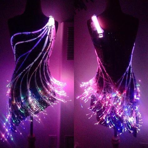 Ashley Clark by Lisa Mckinnon Designs, Inc. | Fiber Optic Costume Kit Creations Lisa Mckinnon, Glowing Dress, Fiber Optic Dress, Glow Dance, Light Up Clothes, Light Up Costumes, Light Up Dresses, Led Costume, Led Clothing