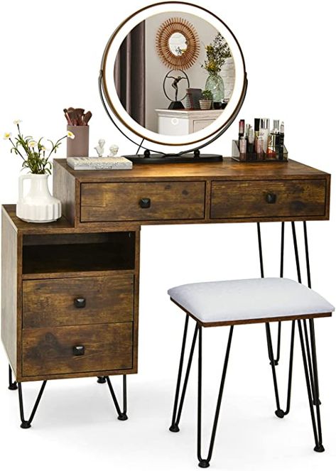 Bedroom Vanity Set, Dressing Table Storage, Large Storage Cabinets, Padded Stool, Bedroom Makeup Vanity, Vanity Benches, Dresser Furniture, Bedroom Dressing Table, Vanity Table Set