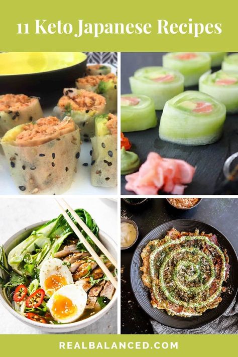 Make restaurant-worthy meals this week without leaving the comforts of your home! These Low-Carb Keto Japanese Recipes have minimal carb versions of some of your favorite dishes like sushi, ramen, takoyaki, tonkatsu, and even gyoza. Take your pick and create your own homemade keto-friendly menu! #realbalancedblog #ketojapaneserecipes #lowcarbjapaneserecipes Keto Japanese, Low Carb Asian, Keto Sushi, List Of Low Carb Foods, Daily Diet Plan, Nutritionist Diet, Low Sugar Diet Recipes, Japanese Meals, Protein Diet Plan