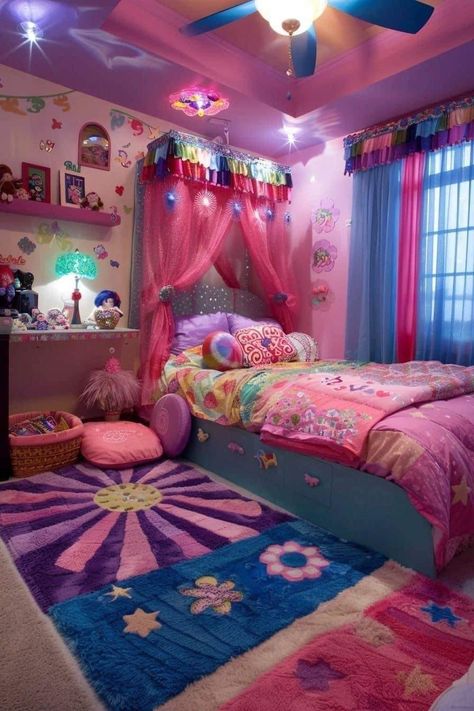 Stitch Bedrooms, Kidcore Room, Dream Bedroom Inspiration, Colorful Kids Room, Pink Room Decor, Kids Bedroom Designs, Cute Bedroom Ideas, Functional Home, Girly Room