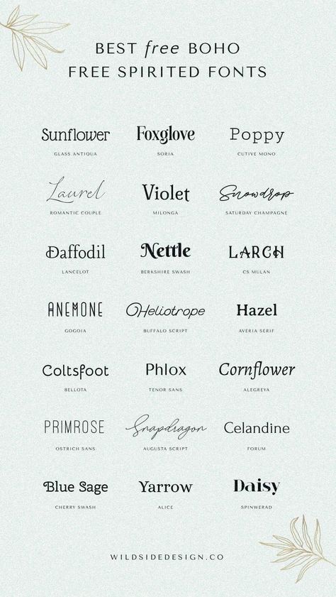 Bohemian free spirited fonts: a curated collection of the best free fonts for your next creative.#BusinessFonts #TypographyTips #ProfessionalDesing #Brandldentity Free Rustic Fonts, Flowy Fonts Alphabet, Witchy Fonts Canva, Spiritual Font, Calm Fonts, Folk Font, Cool Fonts For Logos, Witchy Fonts, Magical Fonts