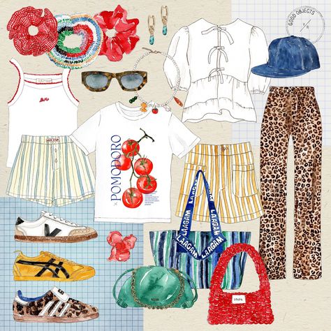 Good objects - Eurotrip outfit’s planning ☀️ Fashion Collage Illustration, Eurotrip Outfits, Good Objects, Clothing Illustration, Manga Painting, 2000s Core, Objects Illustration, Fashion Stickers, Scratch Book