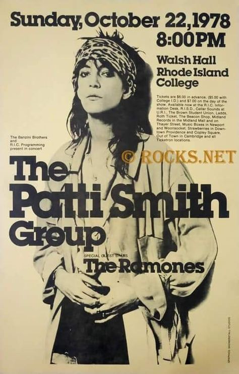 Patti Smith Group, Collage Backgrounds, Rhode Island History, Poster Rock, The Ramones, Music Concert Posters, Punk Poster, Music Flyer, Band Poster