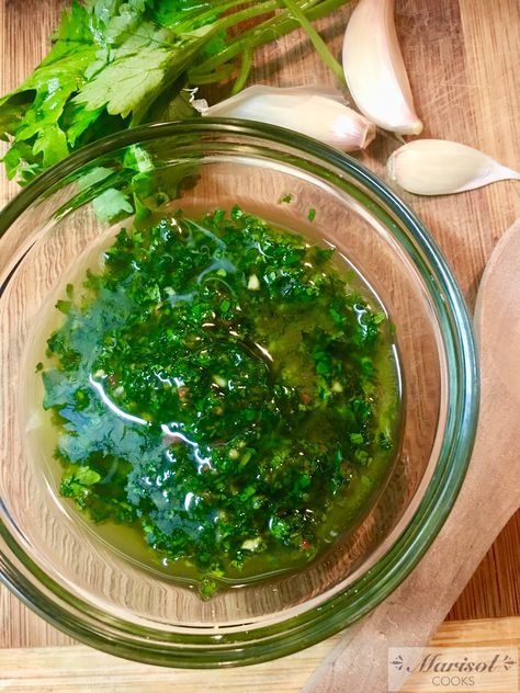 Cilantro and Garlic Oil – Marisol Cooks Argentinian Chimichurri Recipe, Cilantro Chimichurri, Growing Oregano, Chimichurri Sauce Recipe, Red Potato Salad, Grilled Ribeye, Chimichurri Recipe, Grilled Tofu, Meat Alternatives