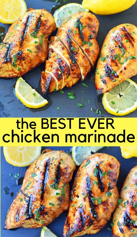 Perfect Grilled Chicken, Best Chicken Marinade, Modern Honey, Grilled Chicken Marinade, Chicken Marinade Recipes, Squeezed Lemon, Chicken Marinade, Perfect Chicken, Marinade Recipes