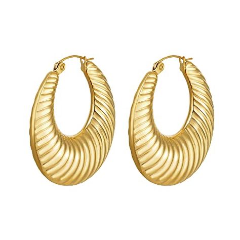 Chunky Gold Hoop Earrings, Oval Hoop Earrings, Light Weight Jewelry, Chunky Hoop Earrings, Gold Hoops, Sensitive Ears, Gold Hoop, Gold Hoop Earrings, Earrings Jewelry