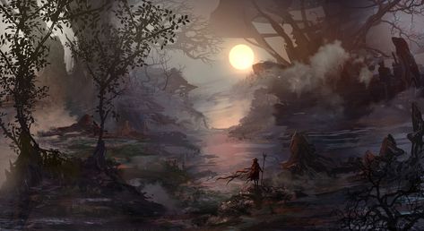 ArtStation - I Belong To The World, John Sommo Silhouette Painting, Forest Illustration, Forest Painting, Forest Wallpaper, Nature Tree, Mountain Paintings, Fantasy Landscape, Digital Wallpaper, Dark Fantasy Art