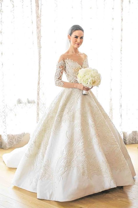 RIMA Ostwani dressed for the altar in custommade Francis Libiran Francis Libiran, Wedding Frocks, High Neck Prom Dress, Shopping Link, Wedding Dress Gallery, Top Wedding Dresses, Wedding Gowns Lace, Beautiful Wedding Dresses, Ball Gowns Wedding