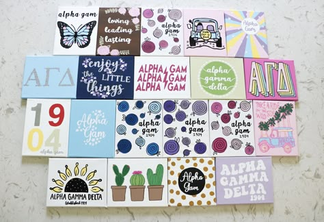 Sorority Canvas Alpha Gamma Delta, Agd Canvas, Alpha Gam Paintings, Group Painting Ideas Canvases, Alpha Gamma Delta Canvas, Sorority Canvas Paintings Big Little, Easy Sorority Canvas, Sorority Little Gifts, Big Little Canvas Sorority