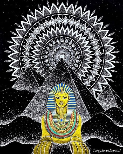 Pyramids Sphinx and Mandala. Mandala and other Intricate Drawings. Click the image, for more art from Lovey. Pyramid Design Ideas, Egyptian Mandala, Sketch Tips, Intricate Drawings, Space Tattoos, Pyramids Egypt, Interesting Architecture, Zine Design, Lettering Art