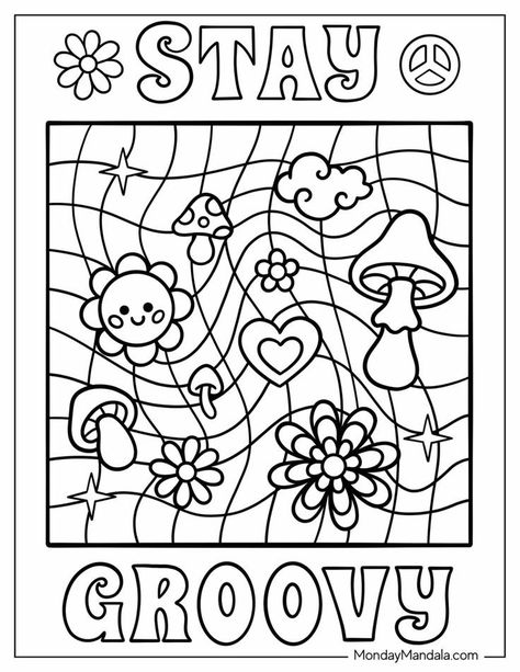 Coloring Pages To Print Aesthetic, Outlined Drawings, Hippie Coloring Pages, Drawing Outlines, Stick Drawings, Hippie Posters, Detailed Coloring Pages, Free Adult Coloring Pages, Princess Coloring Pages