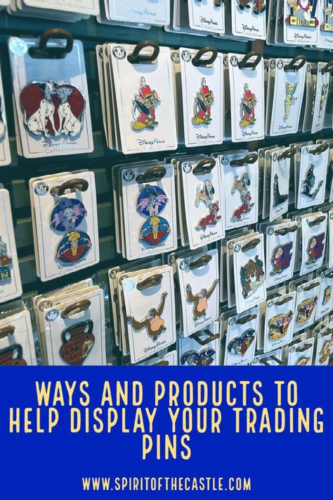 Ways To Display Disney Pins, Pin Trading Disney World, Pin Storage Ideas, Pin Display Ideas, Disney Pin Display, Disney Lanyard, Pin Display, Pin Trading, Display Board