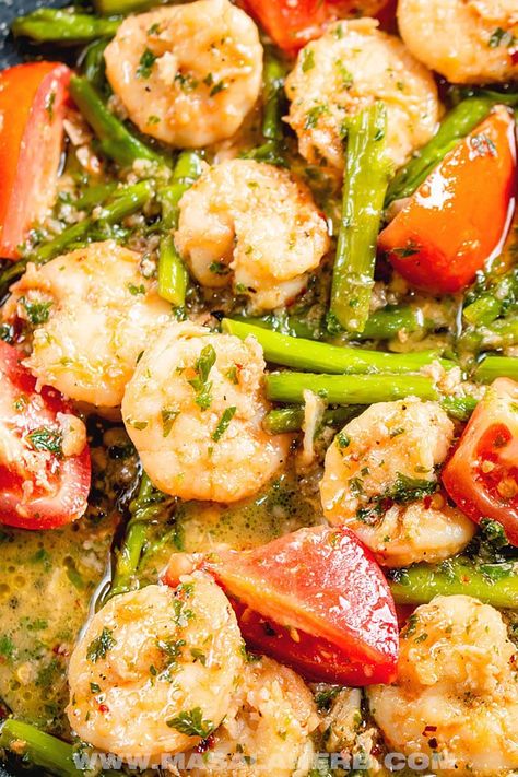 Barbecue Party Food, Scampi Shrimp, Creamy Shrimp Scampi, Shrimp Asparagus, Shrimp Scampi Pasta, Scampi Pasta, Tomato Recipe, Creamy Shrimp, Shrimp Sauce