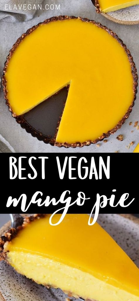 No Bake Vegan Pie, Vegan Fruit Pie, Vegan Mango Dessert, Mango Pie Recipe, Granola Crust, Vegan Pies Recipes, Light Cheesecake, Cheesecake Tart, Tarte Vegan