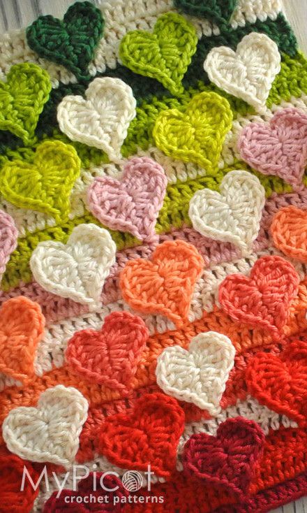 Crochet Heart Edge Pattern, My Picot Free Crochet Patterns, Picot Crochet Stitch, Crochet Heart Stitch Pattern, Crochet Heart Border Free Pattern, Crochet Heart Afghan, Crochet Hearts Blanket, Crochet Heart Border, Border Stitch Crochet