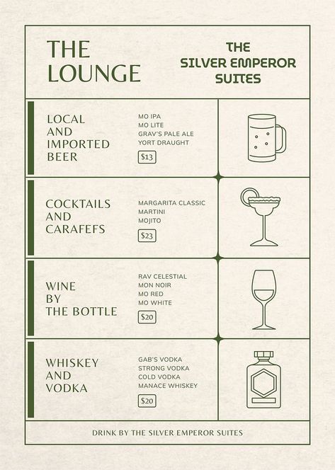 The lounge menu template and design vector | premium image by rawpixel.com / Wan Drink Menu Design, Classic Martini, Classic Margarita, Black Apron, Margarita Cocktail, Draft Beer, Cocktail Menu, The Lounge, Drink Menu