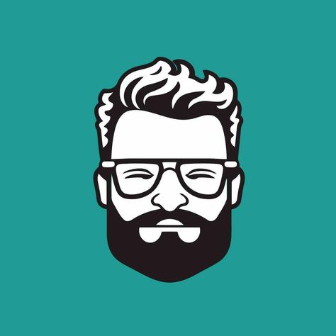 Hipster face with beard and glasses. Vector illustration in flat style Beard And Glasses, Santa Board, Beard Illustration, Beard Drawing, Man Face, Man Illustration, Retro Comic, Flat Style, Male Face