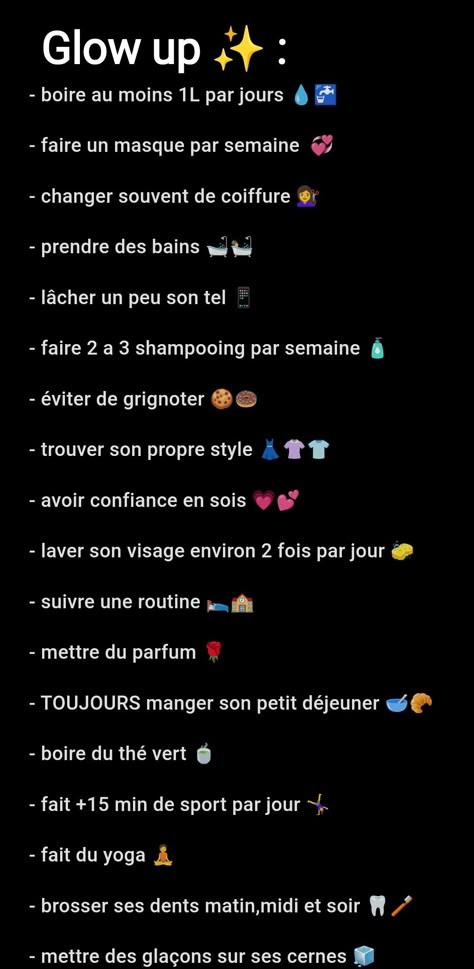 Comment glow up Aesthetic Glow Up Tips, One Day Glow Up, Glow Up Checklist Francais, Glow Up Tips Deutsch, Skin Care Routine Francais, Glow Up Français, Comment Glow Up, Tips Glow Up, Glow Up List