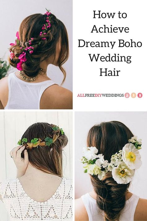 This boho wedding hairstyle is beautiful and completely attainable. Find out for yourself! Updo Hairstyles Short, Hairstyles Beach Wedding, Wedding Hairstyles Beach, Bohemian Wedding Hairstyles, Diy Wedding Hairstyles, Up Wedding Hairstyles, Wedding Hairstyles Vintage, Beach Wedding Hairstyles, Wedding Hairstyles Long