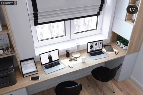 Desk Against Window, Desk Facing Window, Bedroom Ideas Kids, Room Interior Ideas, Small Room Interior, Guest Bedroom Home Office, Kids Bedroom Ideas, Modern Home Offices, Small Room Design Bedroom