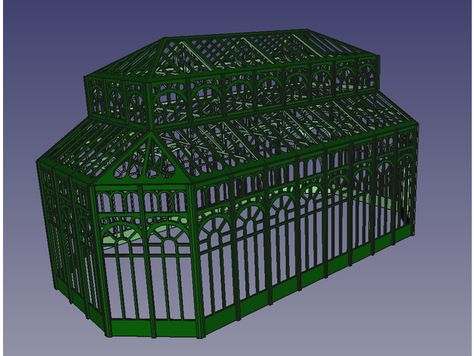 Mini Greenhouse : 3D printing adaptation for N-scale railway modelthe model is adapted for a 3D printer with 0.4mm nozzle (using PLA filament) Update 06/14/2020Add missing file face_toit_haut.stl for the long side of the top roof Update 06/17/2020Add 3 arch with place for a door : ext1_porte_bas.stlAdd door : porte1.stl 3d Printed Greenhouse, Gothic Dollhouse, 3d Printer Designs, 3d Printer Projects, Mini Greenhouse, Harry Potter Crafts, N Scale, 3d Printer, 3d Print